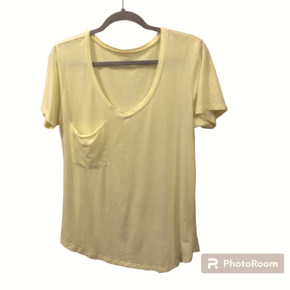 Z Supply Light Yellow Pocket Tee size Large